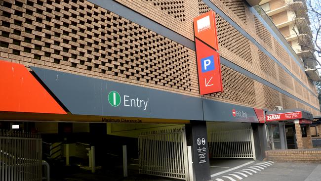 The Strathfield car park where shots were fired by police after a man tried to run them over. Picture: Jeremy Piper