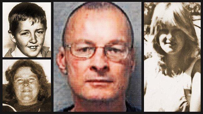 Serial killer Paul Haigh (centre) and his victims Danny Mitchell, 10, his mother Sheryle Gardner, 31, (both left) and Lisa Maude Brearley, 19 (right).