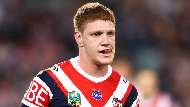 Dylan Napa of the Roosters leaves the field after being sin binned during the Round 24 NRL match against the Broncos. Photo: Getty Images