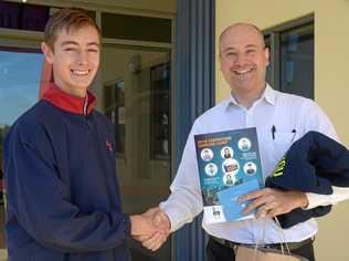 Mitchell Westcott and Jens Kraeft, the Morning Bulletin's Media Advertising Manager. Picture: Jann Houley