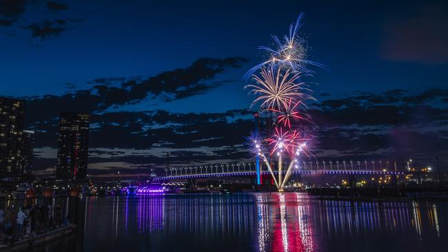 Crowds watched on as the family fireworks blasted into every direction. Picture: Nicole Cleary