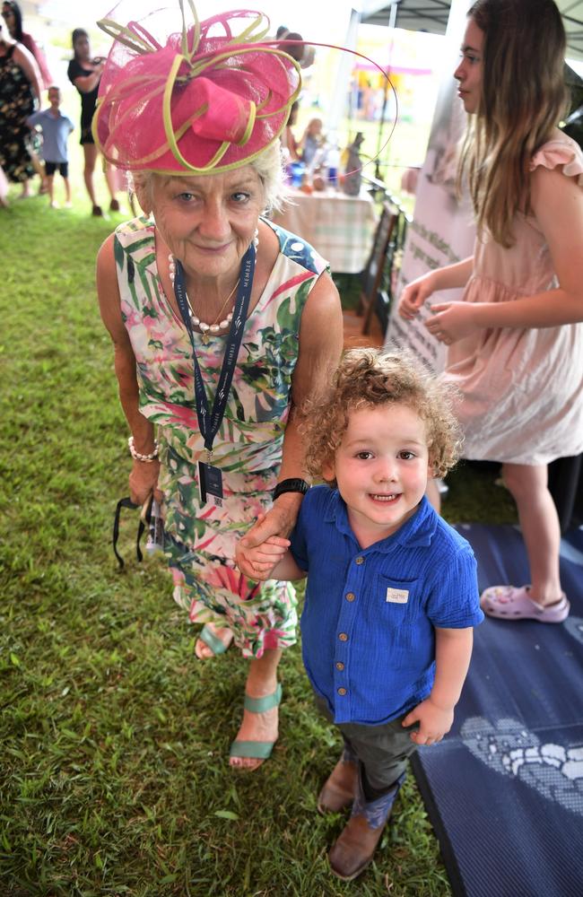 Amanda Bagley with her three-year-old grandson Frank Bagley at the Chief Minister's Cup Day at the Darwin Turf Club on Saturday, July 15.