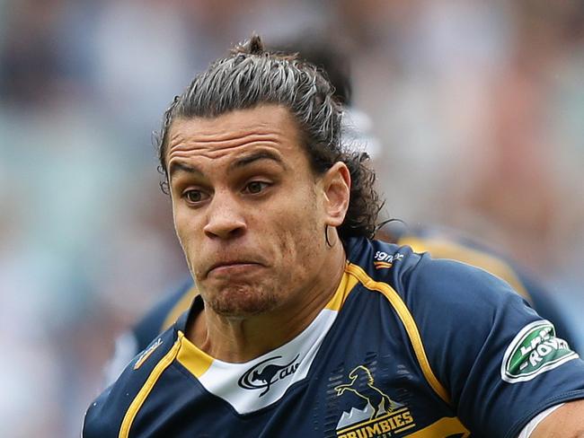 Brumbies Matt Toomua scores a try during the NSW Waratahs v ACT Brumbies Super Rugby game at Allianz Stadium, Sydney. Pic Brett Costello