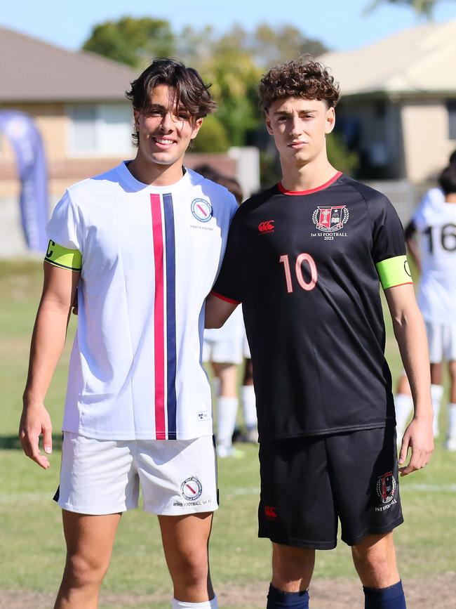 Roman Galanos (Brisbane State High skipper) and Luka Damianakis (Gregory Terrace skipper).