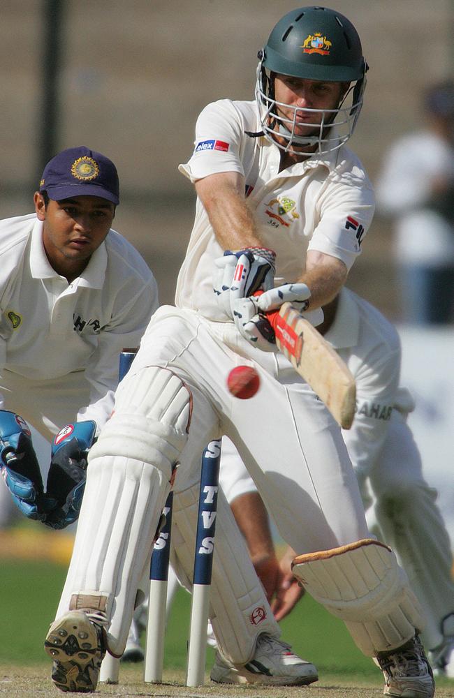 Simon Katich in action in the first Test against India in 2004.