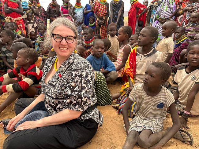 Senator Louise Pratt at a nutrition clinic in Lomil community, Turkana County in north-western Kenya. Picture: Ellen Whinnett