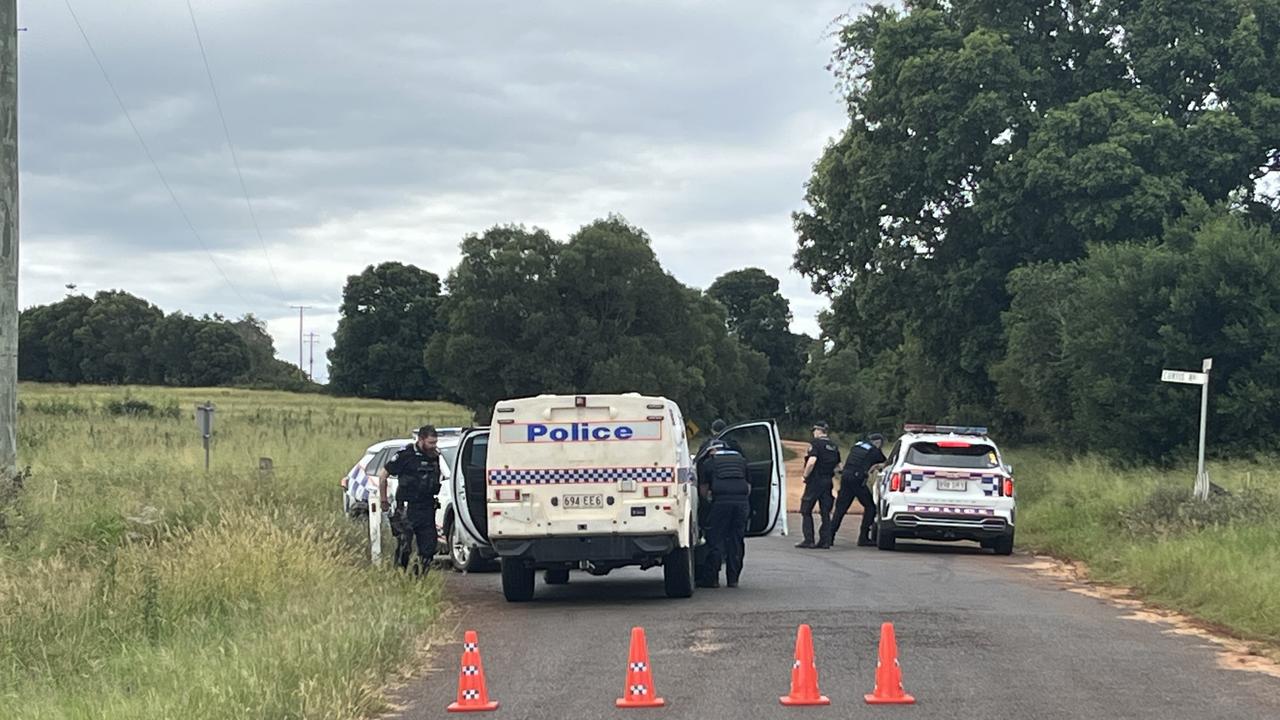 Police have locked down Schellbachs Road in Kingaroy after reports of shots fired.