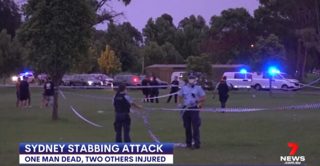 The stabbing brawl took place about 7.30pm on Wednesday. Picture: Channel 7 News