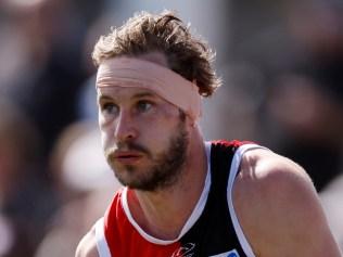 MELBOURNE , AUSTRALIA. March 3, 2024.  AFL. Community Cup series. St Kilda vs North Melbourne at RSEA Park, Moorabbin.   Jimmy Webster of the Saints during the 3rd qtr.     . Pic: Michael Klein