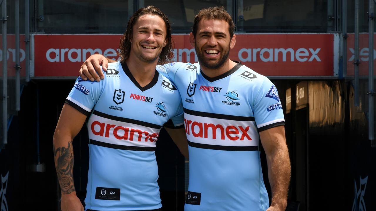 The arrival of former Storm stars Nicho Hynes and Dale Finucane will ensure the Sharks are big improvers in 2022. Picture: NRL Photos