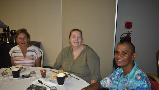 Jay Bryant, Barbara Kerr and Michelle Hopkins at Zonta Roma's International Women's Day Breakfast 2023. Picture: Chloe Cufflin.