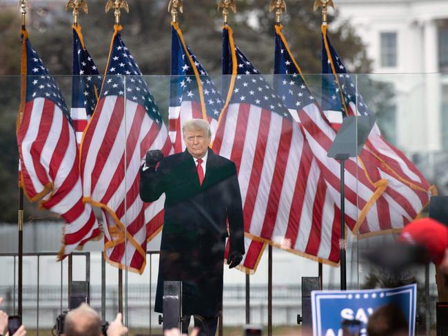 (FILES) In this file photo taken on January 06, 2021 US President Donald Trump speaks to supporters from The Ellipse near the White House in Washington, DC. - Former US president Donald Trump can be sued by police and others injured in the January 6, 2021 attack by his supporters on the US Capitol, the Justice Department said in a court filing March 2, 2023. (Photo by Brendan Smialowski / AFP)