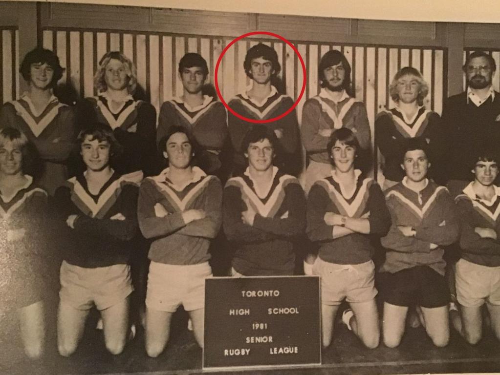 Jamie Flanagan with his old rugby teammates. Picture: Supplied