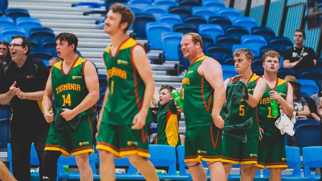 Tasmania's Ivor Burge men's team at the 2025 Basketball Australia Under-20 & Ivor Burge National Championships. Picture: Taylor Earnshaw