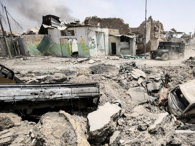 A general view of the area in the vicinity of the destroyed Al-Nuri Mosque in the Old City of Mosul. Picture: AFP