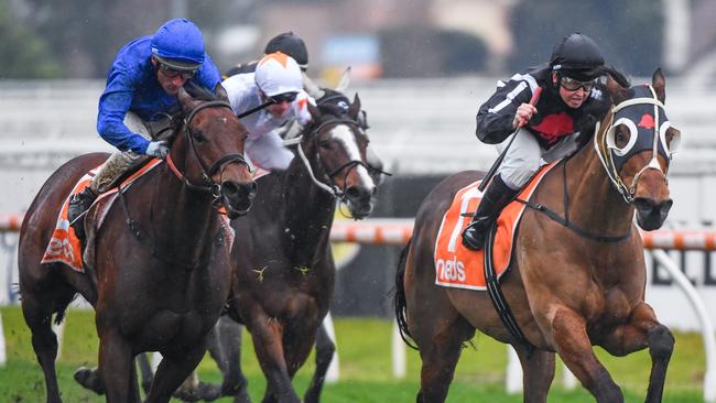 Jungle Edge (right) will be hard to beat on a wet track at The Valley. Picture: Getty Images