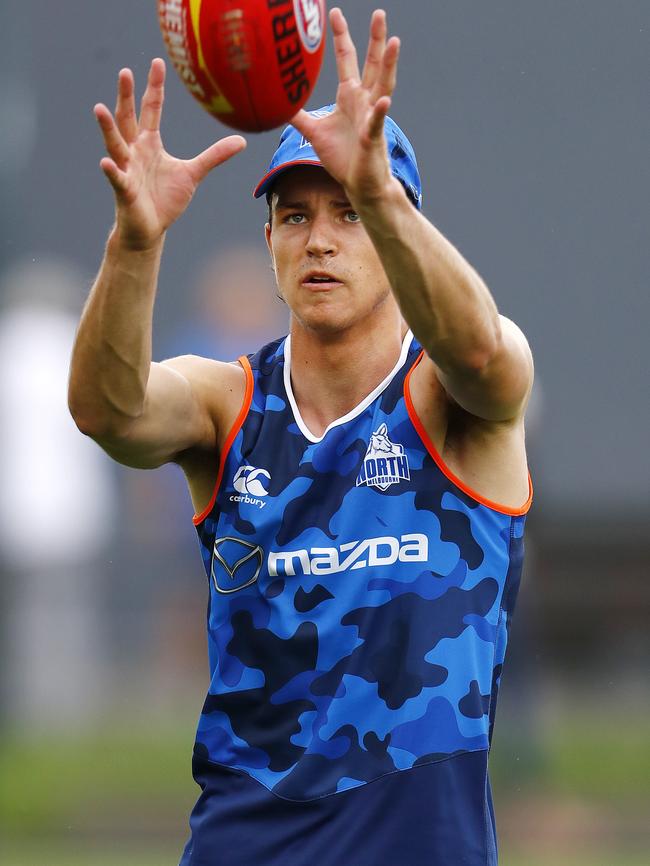 Luke Davies-Uniacke at North Melbourne training. Picture: Michael Klein