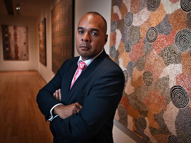 6/11/2024:  Joshua Creamer ,Chair, Truth-telling and Healing Inquiry talks about  abolition of the  Inquiry by the new LNP government, at the Convention Centre, South Brisbane. pic: Lyndon Mechielsen/Courier Mail