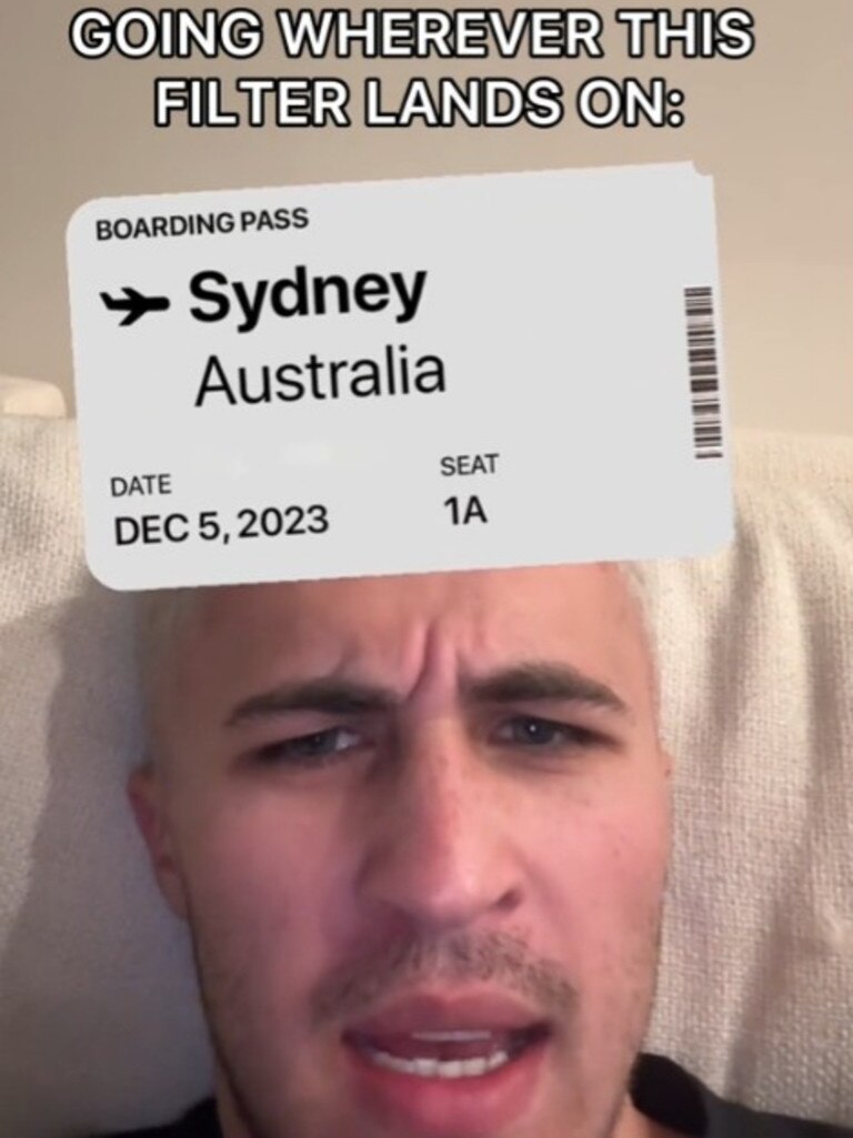 Chris Olsen sold his video of travelling to Australia as a spontaneous decision. Picture: TikTok / @chris