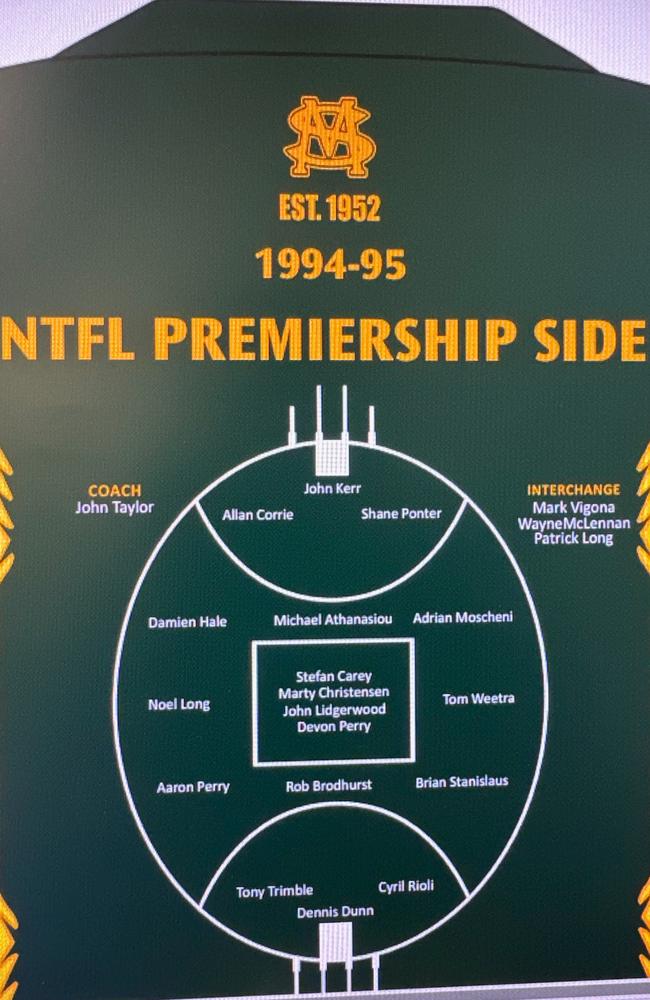 The St Mary's side in the 1994-95 NTFL premiership season.