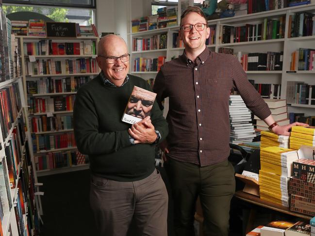 Clive Tilsley, who bought Fullers Bookshop in 1982, with new owner Tim Jarvis in the store. Picture: Nikki Davis-Jones