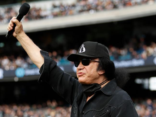 Gene Simmons before the Collingwood v Carlton epic. Picture: Getty