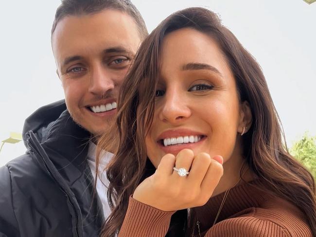 Kayla Itsines announces on Instagram her engagement to boyfriend Jae Woodroffe. Picture: Instagram.