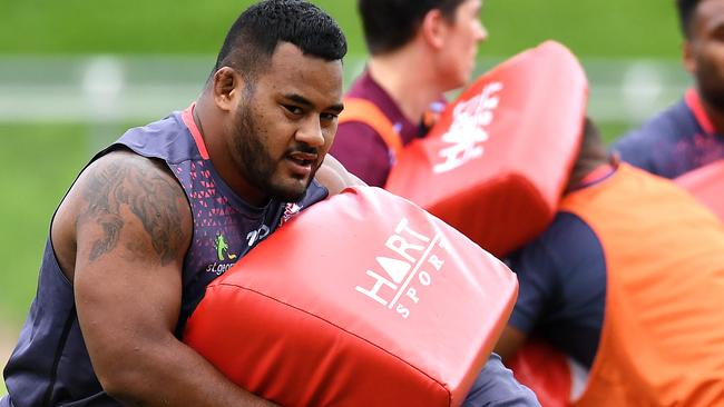 Queensland Reds player Taniela Tupou (left) is seen during training in Brisbane, Thursday, March 8, 2018. The Reds will clash with the Bulls in round 4 this Saturday at Suncorp Stadium. (AAP Image/Dan Peled) NO ARCHIVING