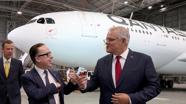 Qantas CEO Alan Joyce and Prime Minister Scott Morrison. Picture: NCA NewsWire / Dylan Coker