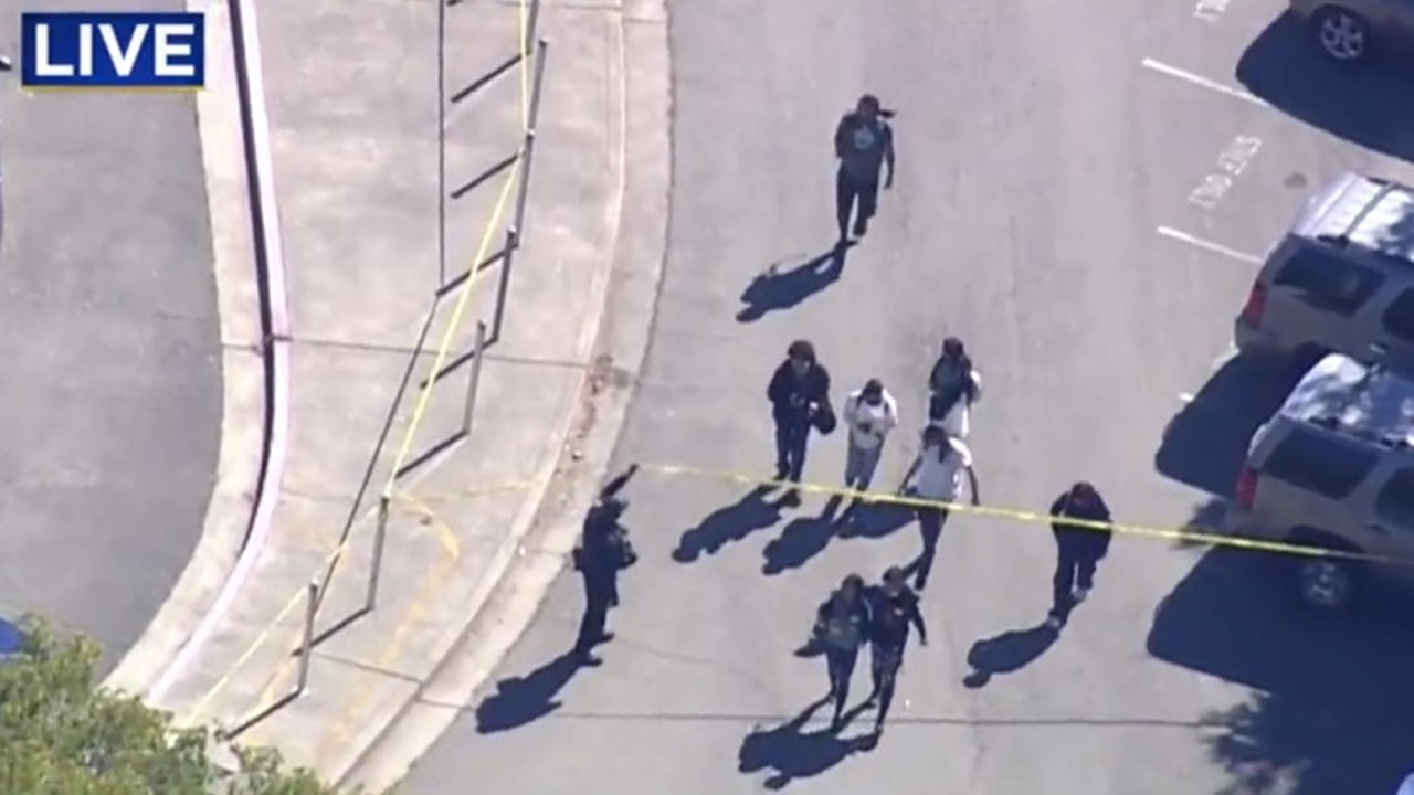 Video showed what appeared to be students being evacuated. Picture: CBS News Bay Area