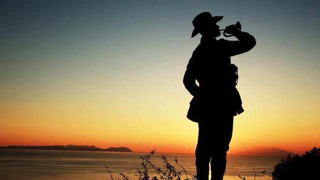 ANZAC Centenary week, day 3. News Corp journalist Andrew Carswell pictured as a generic silhouette of WW1 bugler.