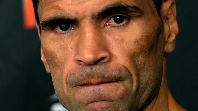 Anthony Mundine at yesterday's press conference ahead of tonight's junior middleweight showdown at Newcastle Entertainment Centre against Joshua Clottey. Picture by Peter Lorimer.