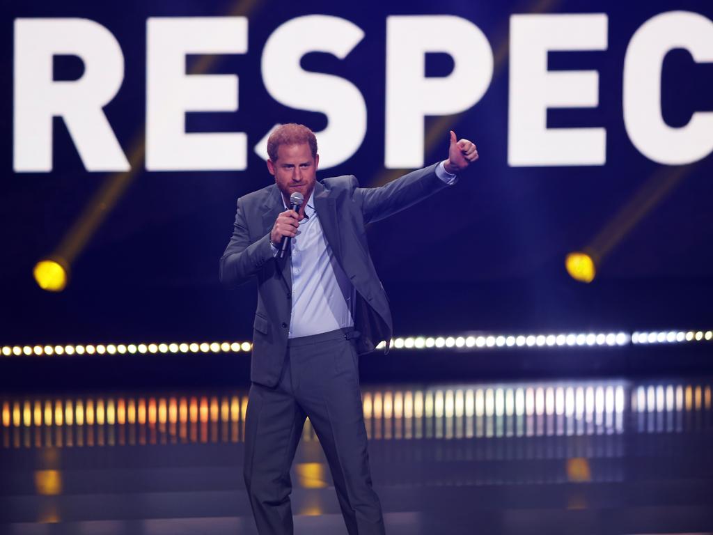 The Duke of Sussex during his inspirational speech. Picture: Getty Images for Invictus Games