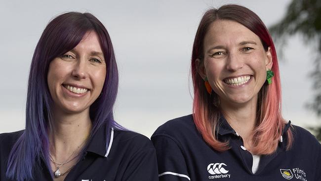 Jacinta Johnson with her sister, Brittany Johnson at home in Marino, after being made finalists in the 2024 Young Tall Poppy Awards, Thursday, June 27, 2024. Picture: Matt Loxton