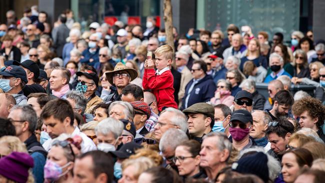 South Australians gathered at Parliament House, North Tce, to witness the Proclamation of the ascension of King Charles III. Picture: Tom Huntley
