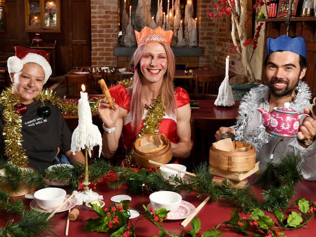 CHRISTMAS PARTIES IN 2020. Rosemont Hall. Jayda Wilson (front of house), Kieren Berry (aka Kiki) and Aaron Ratanatray (Rosemont Hall owner) on the 14th December 2020. Picture: Tricia Watkinson