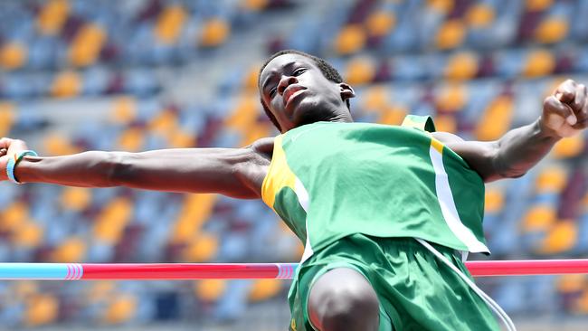 Under 14 High Jumper Alikana Malish.The Queensland All Schools track and field championships at QSAC.Saturday November 2, 2024. Picture, John Gass