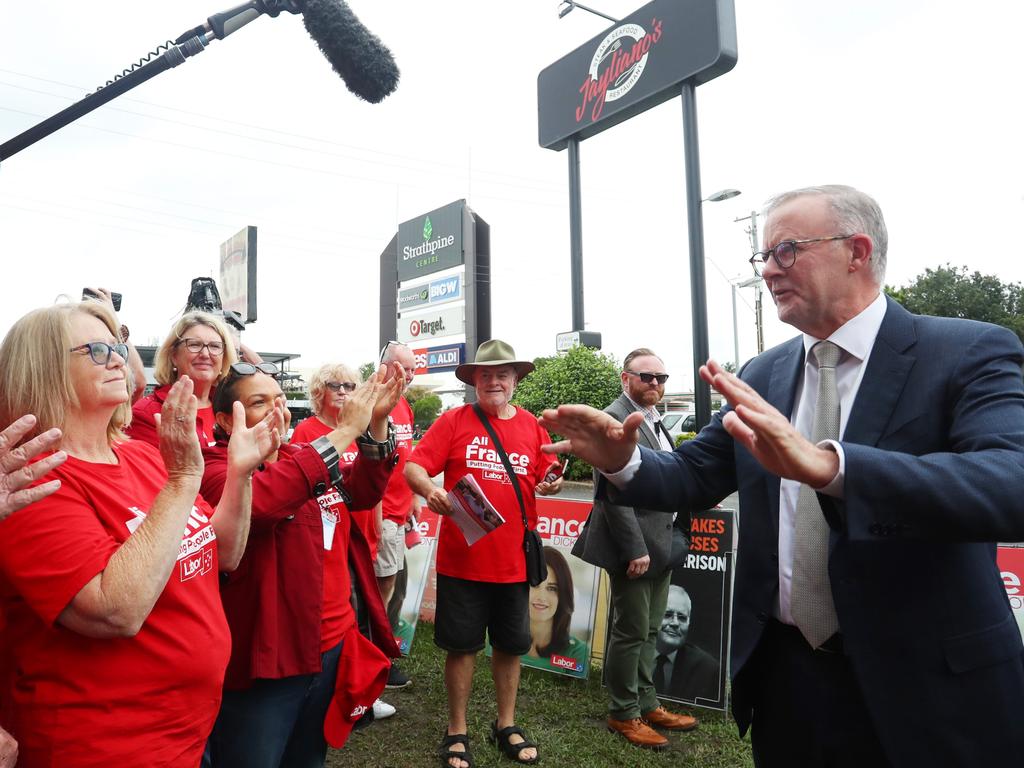 The Labor leader met supporters at a pre-polling booth in Strathpine, in the electorate of Dickson, in Brisbane. Picture: Getty Images