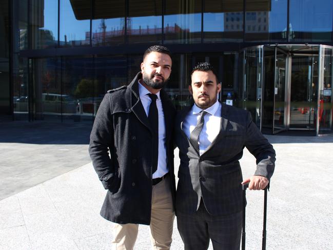 Tamim Jamaal Nozhat’s brother Jamshid Nozhat and his lawyer Javid Faiz. Picture: Kate Christian