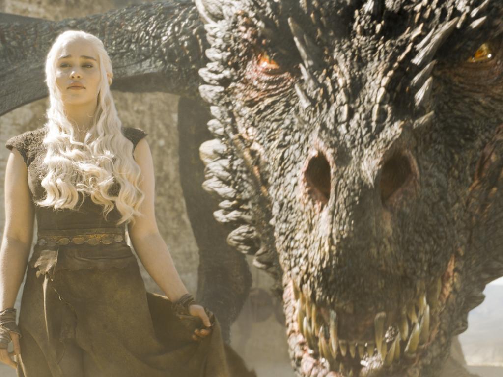 Daenerys Targaryen, played by Emilia Clarke, with one of her dragons. Picture: Supplied