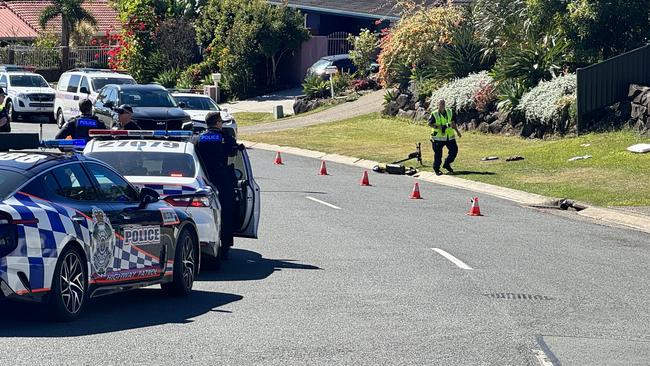 Police investigating an e-scooter crash at Latrobe Ave in Helensvale. Picture: Supplied.