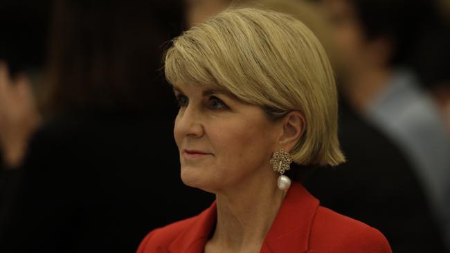 Then foreign minister and deputy leader Julie Bishop at the Enid Lyons Gala Dinner that night. Picture: Sean Davey