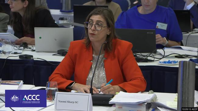 Naomi Sharp SC, council assisting during the ACCC public hearing as part of its ongoing supermarkets inquiry.