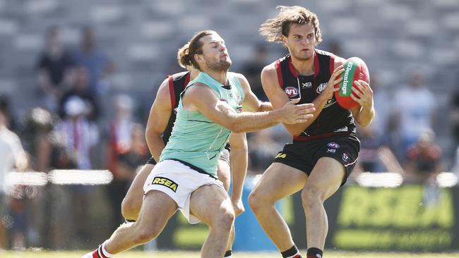 Hunter Clark takes possession of the football in the Saints’ intra-club match.