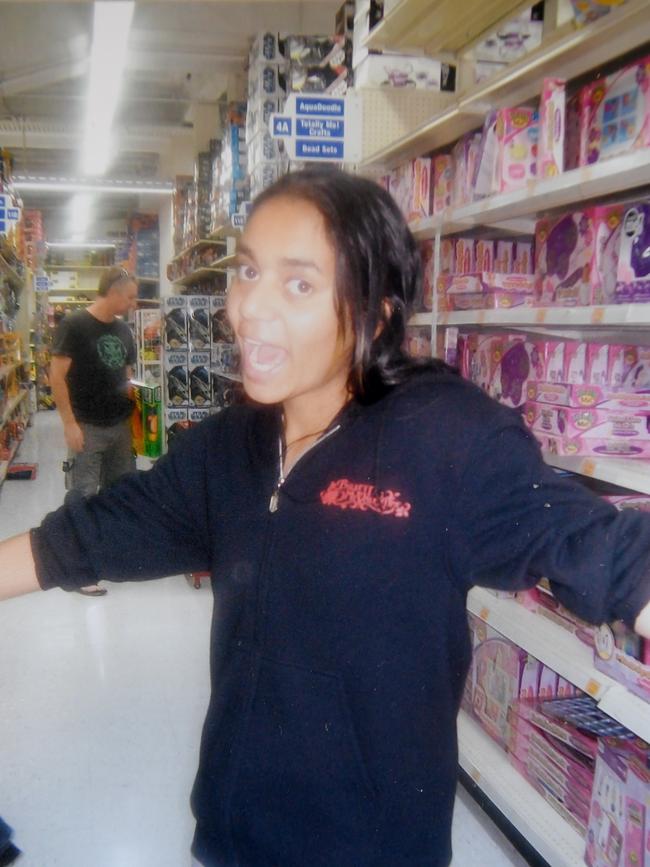 Maggie having fun in the local supermarket before she died after a head clash during the Adelaide Football League grand final in 2018. Supplied by family