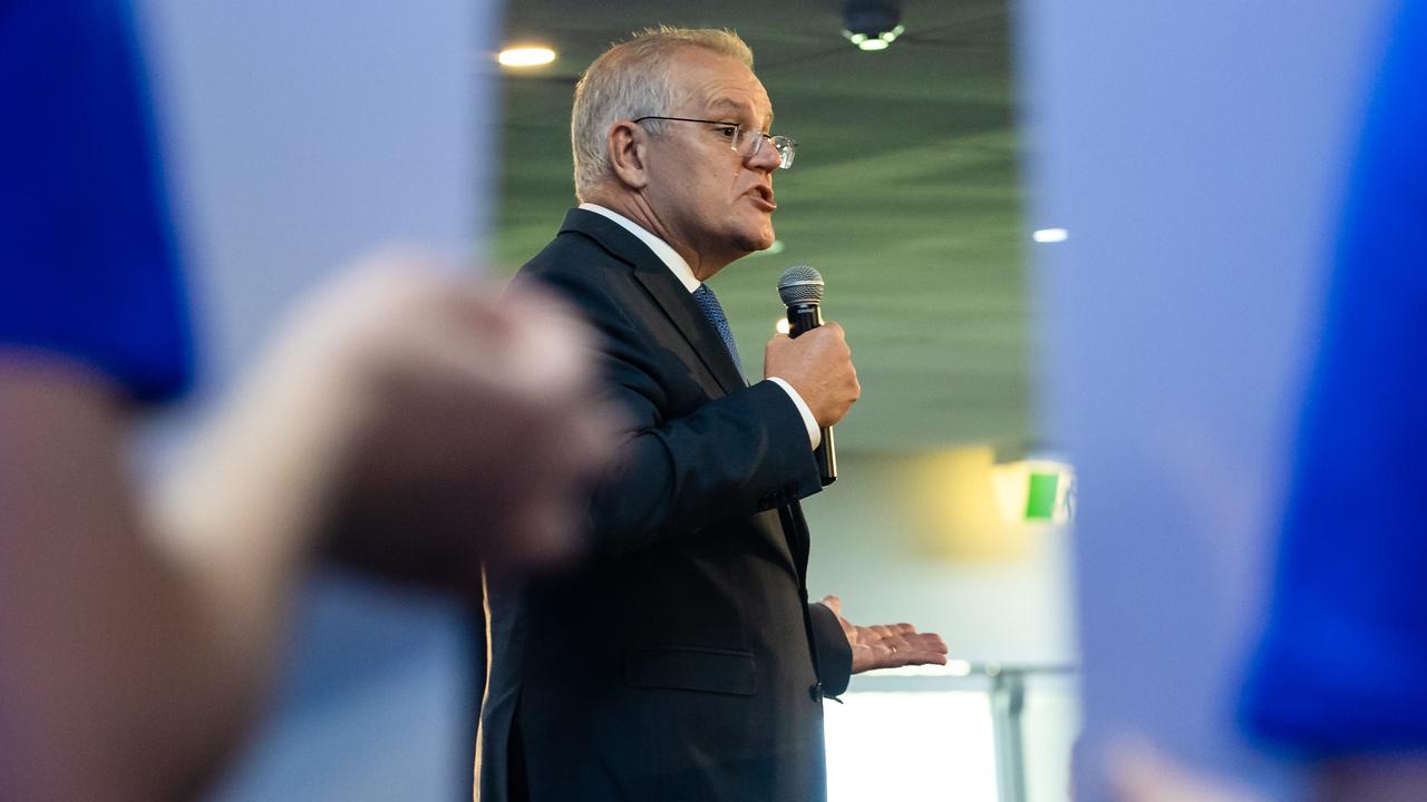 Scott Morrison has refused to disclose when the last time he spoke to his Solomon Islands counterpart was but said it was prior to the election being called. Picture: Jason Edwards