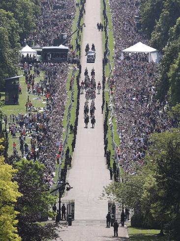 The carriage down the so-called Long Walk after the wedding ceremony. Picture: AP