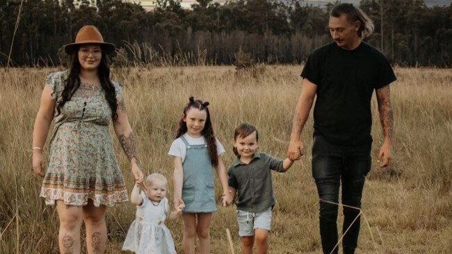 Brodie Turner, his Partner Breanna and his children, Talakai, Oakah and Mia.