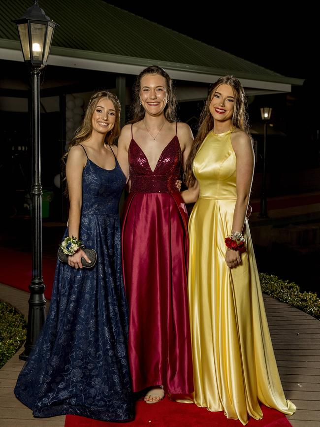 Formal for year 12 students from Emmanuel College. Monique Moolman, Georgia Love and Holly Cruickshanks. Picture: Jerad Williams