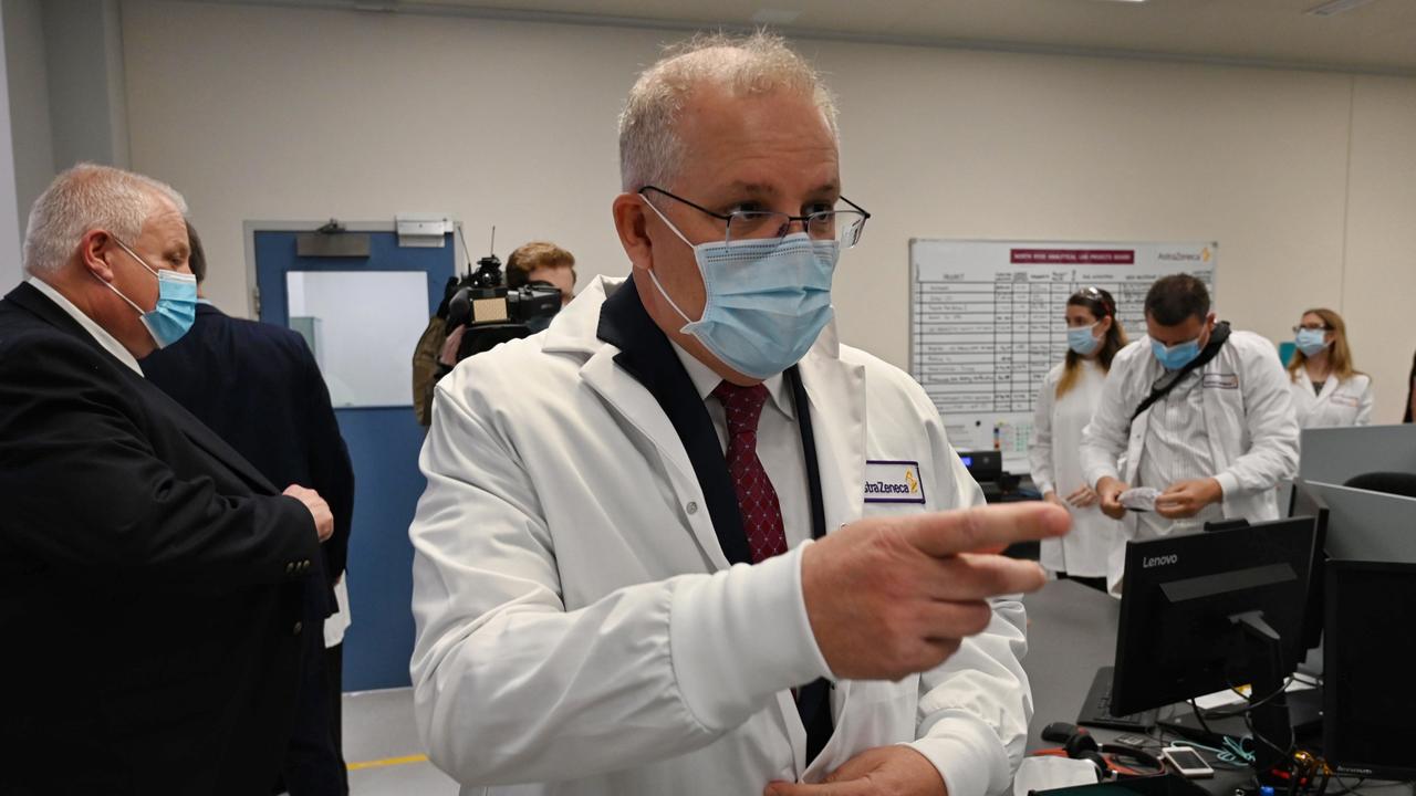 Prime Minister Scott Morrison recently toured the Astra Zeneca laboratories in Sydney. Picture: Nick Moir